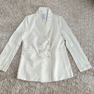 Chic Cream Double-Breasted Women's Blazer